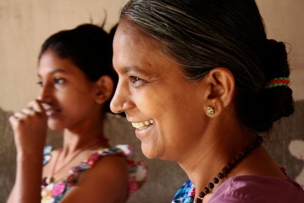 Smiling woman in India